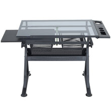 Load image into Gallery viewer, Temper Glass Drawing Desk with Stool Chair - Black
