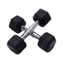Load image into Gallery viewer, Set of 2 Black Fitness Rubber Hex Dumbbell
