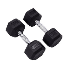 Load image into Gallery viewer, Set of 2 Black Fitness Rubber Hex Dumbbell
