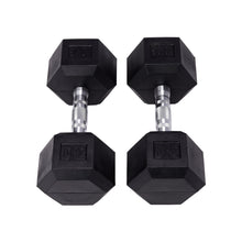 Load image into Gallery viewer, Set of 2 Black Fitness Rubber Hex Dumbbell

