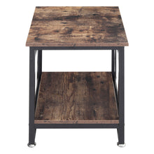 Load image into Gallery viewer, Industrial Square Coffee Table Sofa Side Table with Shelf Wood Top Bedside Stand
