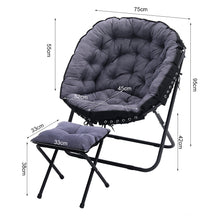 Load image into Gallery viewer, Large Folding Camping Chair Padded Moon Chair Garden Outdoor Round w/ Footstool
