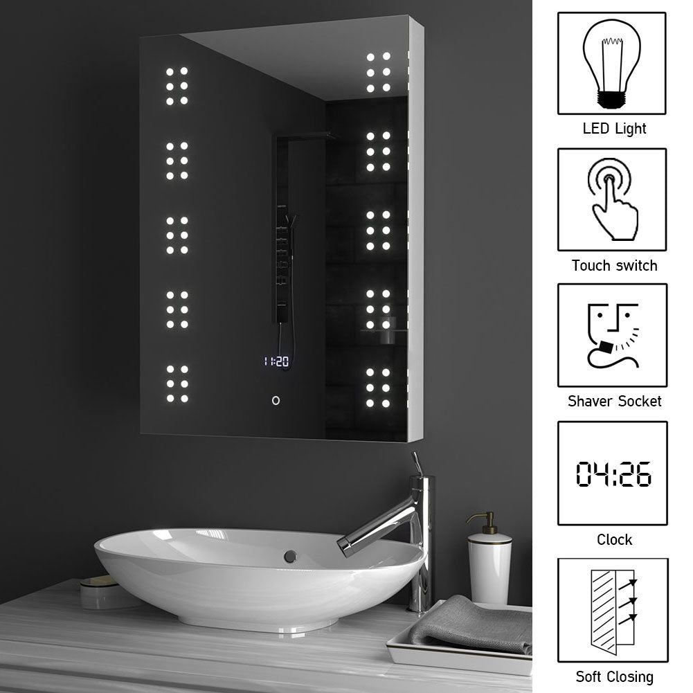 LED Anti-fog Bathroom Mirror Cabinet Storage