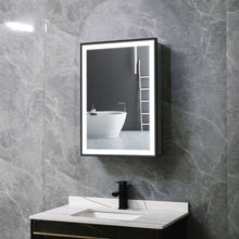 Load image into Gallery viewer, LED Illuminated Bathroom Touch Sensor Mirror Cabinet Black Frame
