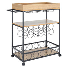 Load image into Gallery viewer, 3 Tier Industrial Vintage Wood Metal Kitchen Serving Trolley
