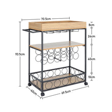 Load image into Gallery viewer, 3 Tier Industrial Vintage Wood Metal Kitchen Serving Trolley
