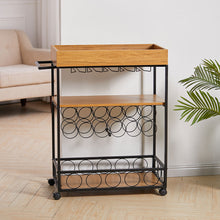 Load image into Gallery viewer, 3 Tier Industrial Vintage Wood Metal Kitchen Serving Trolley
