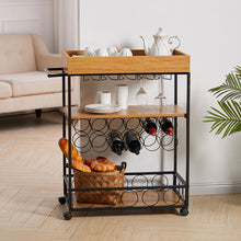 Load image into Gallery viewer, 3 Tier Industrial Vintage Wood Metal Kitchen Serving Trolley
