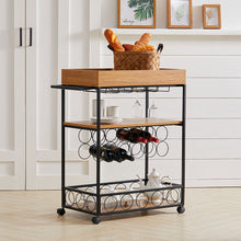 Load image into Gallery viewer, 3 Tier Industrial Vintage Wood Metal Kitchen Serving Trolley
