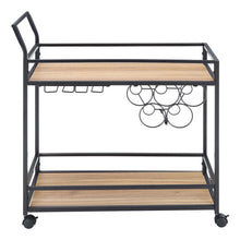 Load image into Gallery viewer, 2 Tier Drinks Trolley Kitchen Serving Cart with Wine Bottle Storage Rack Wheeled
