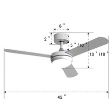 Load image into Gallery viewer, 42&#39;&#39; Silver Ceiling Fan with LED Light Kit, 3 Blades and Remote Control
