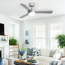 Load image into Gallery viewer, 42&#39;&#39; Silver Ceiling Fan with LED Light Kit, 3 Blades and Remote Control
