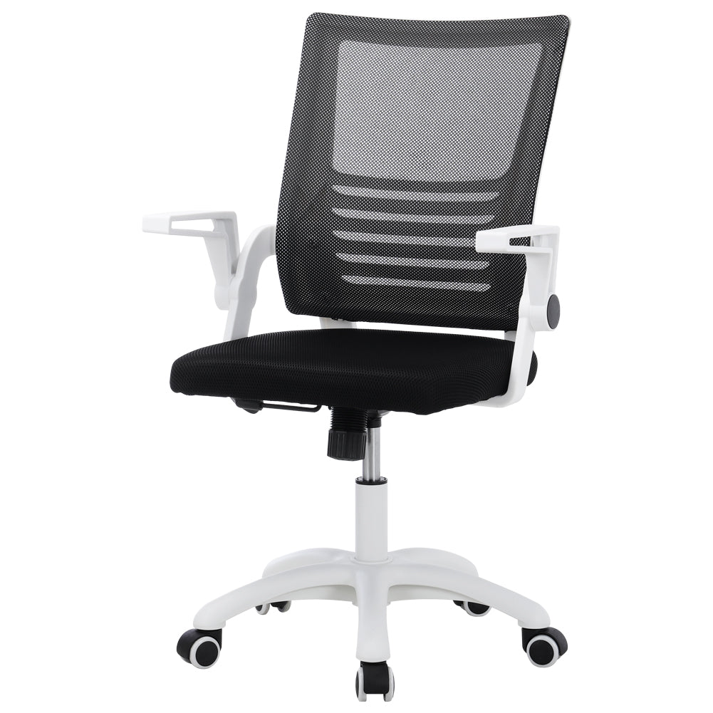 Mesh Executive Desk Chair with Flip up Armrests Adjustable and Swivel Home Office Chair, Black and White