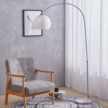 Load image into Gallery viewer, Modern Arched Floor Lamp Tall Curved Reading Light with Marble Base White Lampshade
