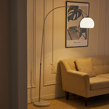 Load image into Gallery viewer, Modern Arched Floor Lamp Tall Curved Reading Light with Marble Base White Lampshade
