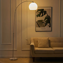 Load image into Gallery viewer, Modern Arched Floor Lamp Tall Curved Reading Light with Marble Base White Lampshade
