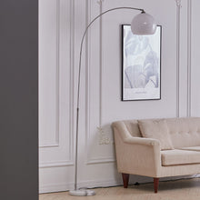 Load image into Gallery viewer, Modern Arched Floor Lamp Tall Curved Reading Light with Marble Base White Lampshade
