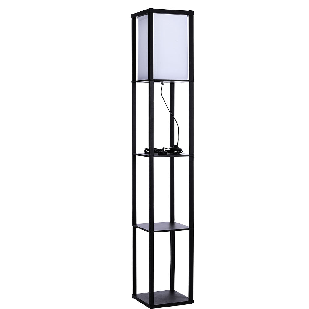 Hollow Out Shelf Floor Lamp Light 4 Tiered Shelves Storage Display Square