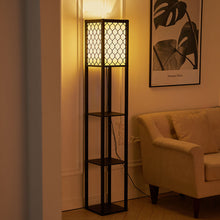 Load image into Gallery viewer, Hollow Out Shelf Floor Lamp Light 4 Tiered Shelves Storage Display Square
