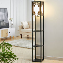 Load image into Gallery viewer, 3-in-1 Wooden &amp; Linen Floor Lamp with Shelves Units
