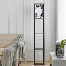 Load image into Gallery viewer, 3-in-1 Wooden &amp; Linen Floor Lamp with Shelves Units
