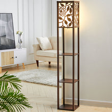 Load image into Gallery viewer, 3-in-1 Wooden &amp; Linen Floor Lamp with Shelves Units
