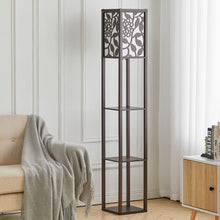 Load image into Gallery viewer, 3-in-1 Wooden &amp; Linen Floor Lamp with Shelves Units
