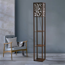 Load image into Gallery viewer, 3-in-1 Wooden &amp; Linen Floor Lamp with Shelves Units
