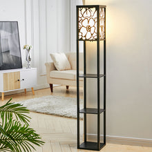 Load image into Gallery viewer, 3-in-1 Wooden &amp; Linen Floor Lamp with Shelves Units
