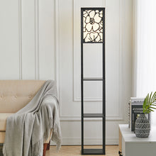 Load image into Gallery viewer, 3-in-1 Wooden &amp; Linen Floor Lamp with Shelves Units
