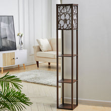 Load image into Gallery viewer, 3-in-1 Wooden &amp; Linen Floor Lamp with Shelves Units
