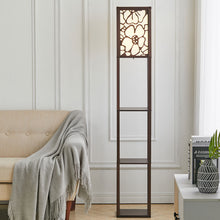 Load image into Gallery viewer, 3-in-1 Wooden &amp; Linen Floor Lamp with Shelves Units
