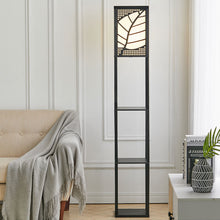 Load image into Gallery viewer, 3-in-1 Wooden &amp; Linen Floor Lamp with Shelves Units
