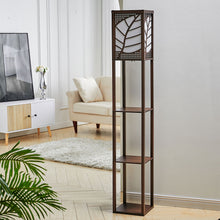 Load image into Gallery viewer, 3-in-1 Wooden &amp; Linen Floor Lamp with Shelves Units
