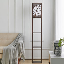 Load image into Gallery viewer, 3-in-1 Wooden &amp; Linen Floor Lamp with Shelves Units
