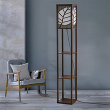 Load image into Gallery viewer, 3-in-1 Wooden &amp; Linen Floor Lamp with Shelves Units
