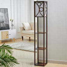 Load image into Gallery viewer, 3-in-1 Wooden &amp; Linen Floor Lamp with Shelves Units
