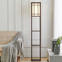 Load image into Gallery viewer, 3-in-1 Wooden &amp; Linen Floor Lamp with Shelves Units
