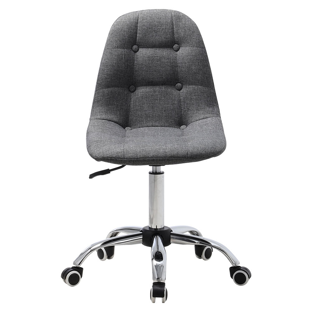 Adjustable Swivel Office Chair in Linen and Chrome Base