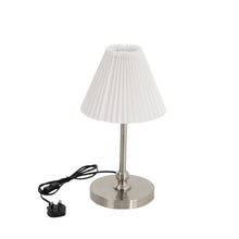 Load image into Gallery viewer, 40W Vintage Style Antique Silver Table Lamp with Pleated Cream Shade Complete
