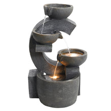 Load image into Gallery viewer, 4-Tier Grey Bowl Cascading Electric Water Feature LED Light

