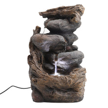 Load image into Gallery viewer, Garden Ornamental Fountain Electric with Pump LED Light, Wood Slate Pool
