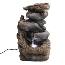 Load image into Gallery viewer, Garden Ornamental Fountain Electric with Pump LED Light, Wood Slate Pool
