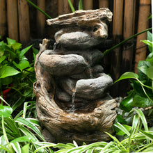 Load image into Gallery viewer, Garden Ornamental Fountain Electric with Pump LED Light, Wood Slate Pool
