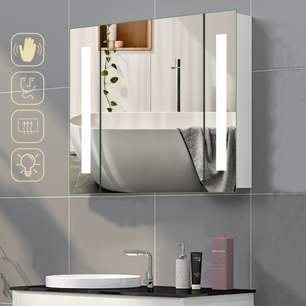 Wall Mounted LED Illuminated Bathroom Mirror Cabinet with with Shaver Socket, CE Driver and Touch Control Switch