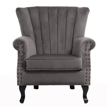 Load image into Gallery viewer, Velvet Pleated Wingback Armchair
