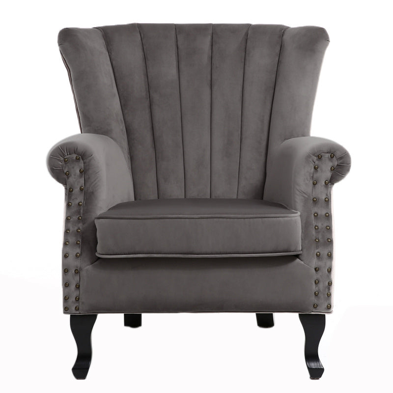 Velvet Pleated Wingback Armchair