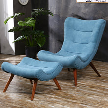 Load image into Gallery viewer, Modern Buttoned Linen Fabric Accent Chair with Footstool
