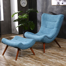 Load image into Gallery viewer, Modern Buttoned Linen Fabric Accent Chair with Footstool
