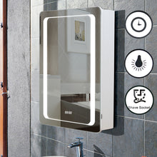Load image into Gallery viewer, Anti-fog LED Clock Wall Mounted Mirror Cabinet, Touch Control Switch with CE Driver,LED Illuminated Bathroom Mirror with Shaver Socket
